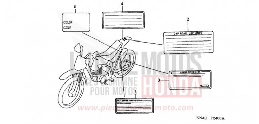 CAUTION LABEL XR100R1 de 2001